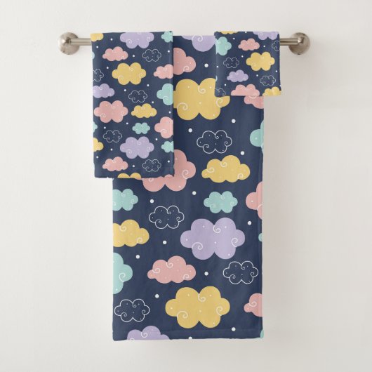 Niedliches Kawaii Cloud Pattern Badetuch Set (Insitu)