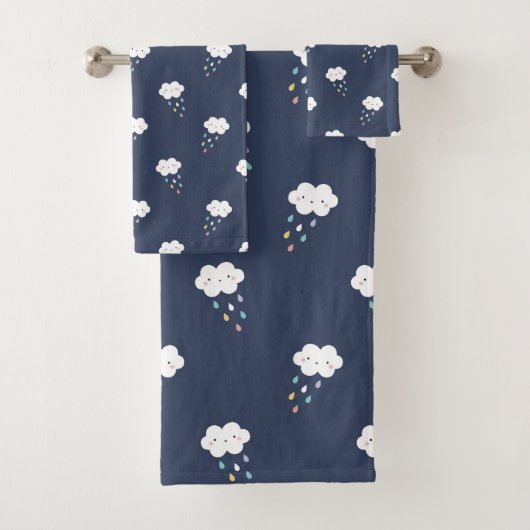Niedliches Kawaii Cloud Pattern Badetuch Set (Insitu)