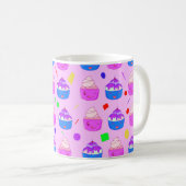Niedliches Kawaii Cupcakes nahtloses Muster Kaffeetasse (VorderseiteRechts)