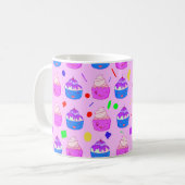 Niedliches Kawaii Cupcakes nahtloses Muster Kaffeetasse (Vorderseite Links)