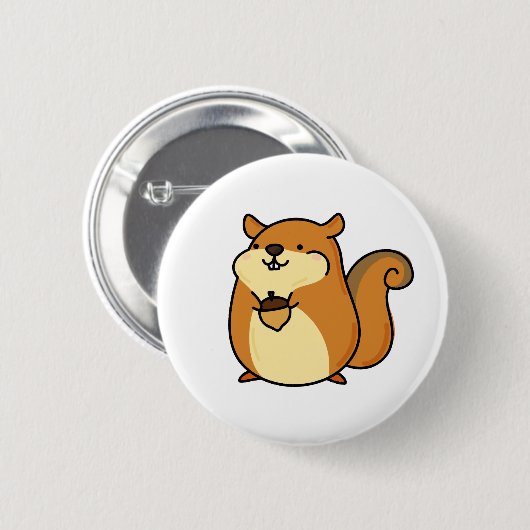 Niedliches Kawaii-Eichhörnchen Button (Vorne & Hinten)