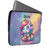 Niedliches Kawaii Einhorn mit Bubble Tee Personali Laptopschutzhülle (Vorne Rechts)