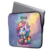 Niedliches Kawaii Einhorn mit Bubble Tee Personali Laptopschutzhülle (Vorderseite Links)