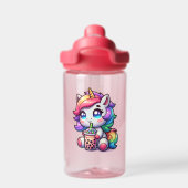 Niedliches Kawaii Einhorn mit Bubble Tee Personali Trinkflasche (Rückseite)