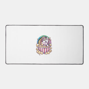 Niedliches Kawaii Einhorn mit Popcorn Long Sleeve Schreibtischunterlage
