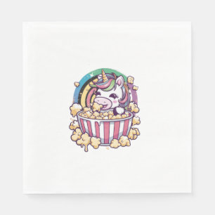 Niedliches Kawaii Einhorn mit Popcorn Long Sleeve Serviette
