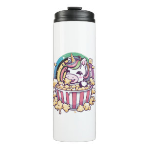 Niedliches Kawaii Einhorn mit Popcorn Long Sleeve Thermosbecher