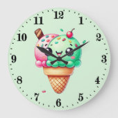 Niedliches Kawaii-Eis Große Wanduhr (Vorderseite)