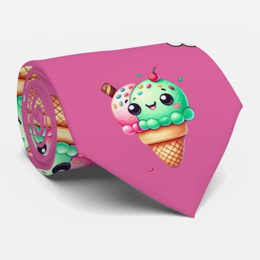 Niedliches Kawaii Gemustert Food Krawatte (Gerollt)