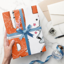 Niedliches Kawaii Ghost "Boo" Halloween Design Geschenkpapier