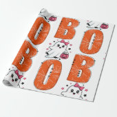 Niedliches Kawaii Ghost "Boo" Halloween Design Geschenkpapier (Ungerollt)
