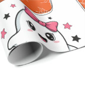Niedliches Kawaii Ghost "Boo" Halloween Design Geschenkpapier (Rolleneckpunkt)