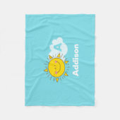 Niedliches Kawaii Happy Sunshine Monogramm Name hi Fleecedecke (Vorderseite)