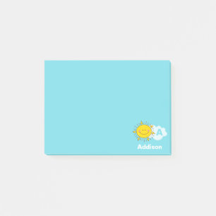 Niedliches Kawaii Happy Sunshine Monogramm Name hi Post-it Klebezettel