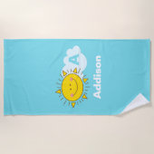 Niedliches Kawaii Happy Sunshine Monogramm Name hi Strandtuch (Vorderseite)