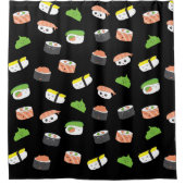 Niedliches Kawaii-Illustrationsmuster Sushi Duschvorhang (Vorderseite)