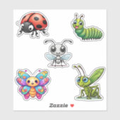 Niedliches Kawaii Insect Set wasserdicht Aufkleber (Blatt)