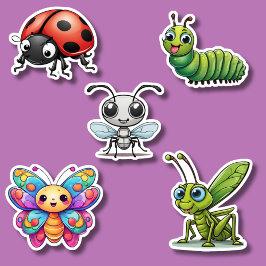 Niedliches Kawaii Insect Set wasserdicht Aufkleber