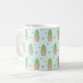 Niedliches Kawaii-Kaktus- und Herzmuster Kaffeetasse (Vorderseite Links)