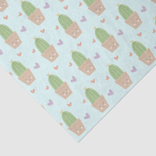 Niedliches Kawaii-Kaktus- und Herzmuster Seidenpapier