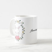 Niedliches Kawaii-Kaninchen mit Blume Individuelle Kaffeetasse (Vorderseite Links)