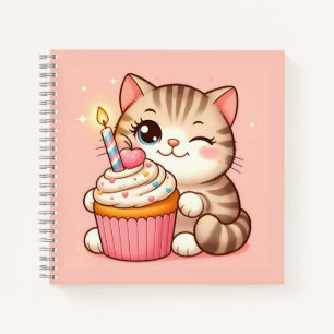 Niedliches Kawaii Kätzchen mit Cupcake Notizblock
