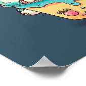 Niedliches Kawaii-Katzeneis in einer Tasse Poster (Ecke)