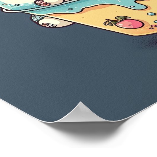 Niedliches Kawaii-Katzeneis in einer Tasse Poster (Ecke)