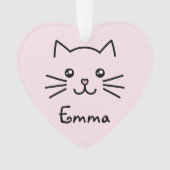 Niedliches Kawaii Katzengesicht mit rosa Herznose Ornament (Vorderseite)