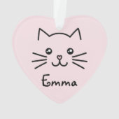Niedliches Kawaii Katzengesicht mit rosa Herznose Ornament (Rückseite)