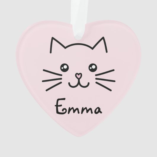 Niedliches Kawaii Katzengesicht mit rosa Herznose Ornament (Rückseite)