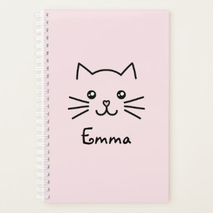 Niedliches Kawaii Katzengesicht mit rosa Herznose Planer