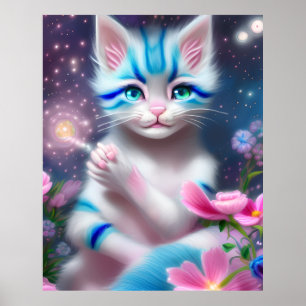 Niedliches Kawaii-Katzenkätzchen Poster