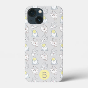 Niedliches Kawaii Katzenmuster Grau-Gelbe Monogram Case-Mate iPhone Hülle