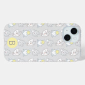 Niedliches Kawaii Katzenmuster Grau-Gelbe Monogram Case-Mate iPhone Hülle (Rückseite (Horizontal))