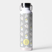 Niedliches Kawaii Katzenmuster Grau-Gelbe Monogram