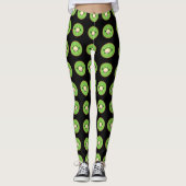 niedliches Kawaii-Kiwi-Fruchtmuster schwarz Leggings (Vorderseite)