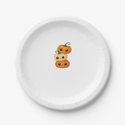 Niedliches Kawaii Kürbistrio Klassischer T - Shirt Pappteller (Vorderseite)