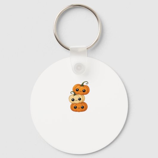 Niedliches Kawaii Kürbistrio Klassischer T - Shirt Schlüsselanhänger (Vorderseite)