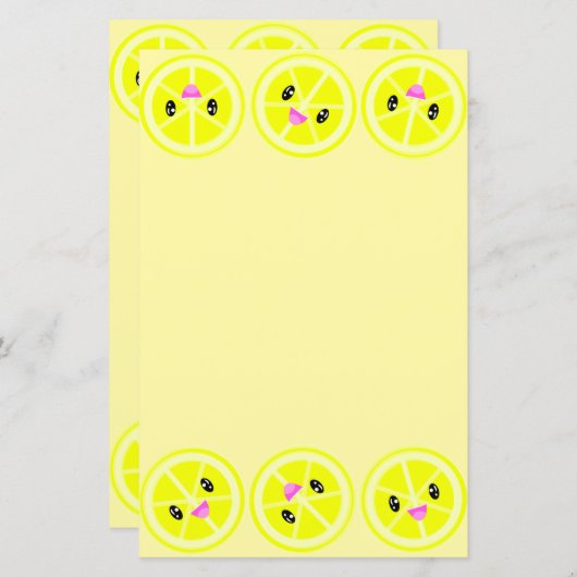 Niedliches Kawaii Lemon Border Lemonade Papier (Vorne/Hinten)