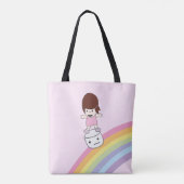 Niedliches Kawaii Mädchen auf Eibisch-Tasche des Tasche (Rückseite)