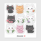 Niedliches Kawaii Multicolor Floral Cat Sticker Se (Blatt)