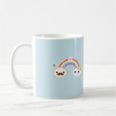 Niedliches kawaii narwhal mit Regenbogen- und Kaffeetasse (Links)