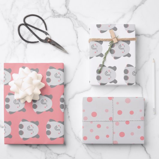 Niedliches Kawaii-Papier Geschenkpapier Set (Vorderseite)