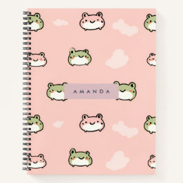 Niedliches Kawaii Pastel Frog Design auf rosa pers Notizblock