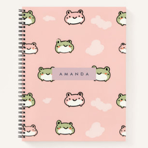 Niedliches Kawaii Pastel Frog Design auf rosa pers Notizblock