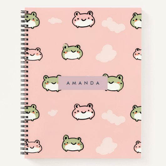 Niedliches Kawaii Pastel Frog Design auf rosa pers Notizblock (Vorderseite)