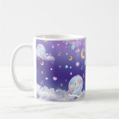 Niedliches kawaii Pastellunicorn mit Kaffeetasse (Links)