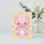 Niedliches Kawaii PINK pIG Muster PostCARD Postkarte (Stehend Vorderseite)