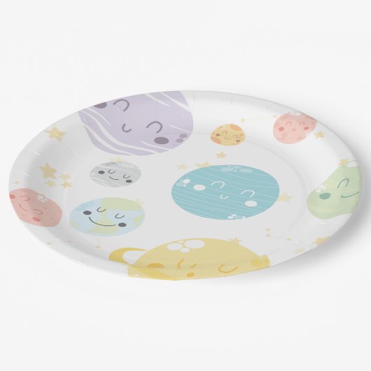 Niedliches Kawaii Raum-Stern-u. Pappteller (Schrägansicht)